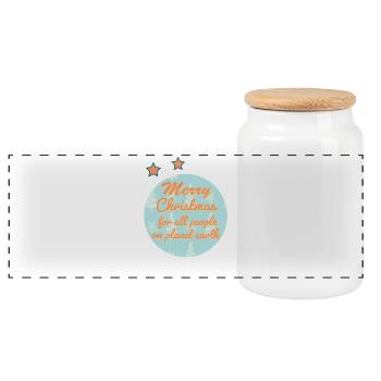 Vœux de Noël pour les fêtes mondiales - Boîte à biscuits avec couvercle en bois - blanc - Devant