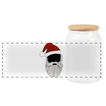 Hipster Santa - Panorama Keksdose mit Holzdeckel - Weiß - Vorne