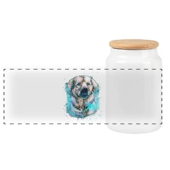 labrador Iceblue - Panorama Keksdose mit Holzdeckel - Weiß - Vorne