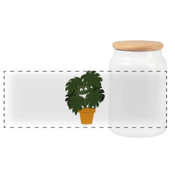 Monstera - Boîte à biscuits avec couvercle en bois - blanc - Devant