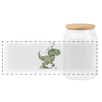 Dinosaurier - Panorama Keksdose mit Holzdeckel - Weiß - Vorne