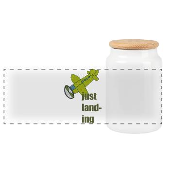 just landing - Panoramic Cookie Jar with Wooden Lid - white - Front