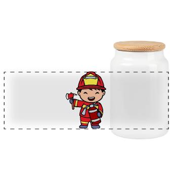 Fire extinguishers Firefighters Fire protection - Panoramic Cookie Jar with Wooden Lid - white - Front