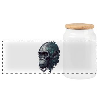 Singe contrôlé par l’IA - Boîte à biscuits avec couvercle en bois - blanc - Devant