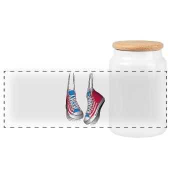 Baskets sur les épaules - Boîte à biscuits avec couvercle en bois - blanc - Devant