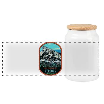 Original illustration Vercors Regional Park - Panoramic Cookie Jar with Wooden Lid - white - Front