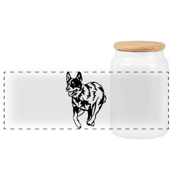 Australian Cattle Dog - Panoramic Cookie Jar with Wooden Lid - white - Front