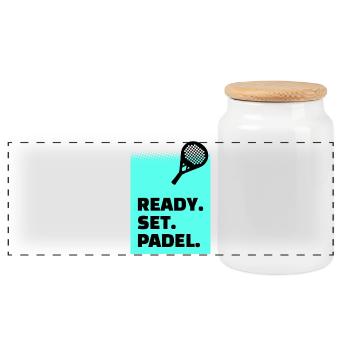Padel Tennis Sport Statement Player Padel Game - Panoramic Cookie Jar with Wooden Lid - white - Front