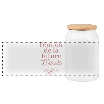 Témoin future Mariée. EVJF Enterrement célibataire - Boîte à biscuits avec couvercle en bois - blanc - Devant