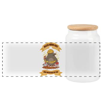 Lustiges Maulwurf Design - Panorama Keksdose mit Holzdeckel - Weiß - Vorne
