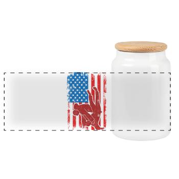 Drapeau de Judo USA - Boîte à biscuits avec couvercle en bois - blanc - Devant