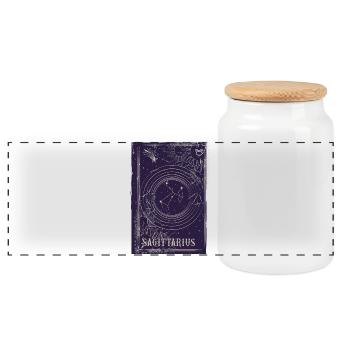 Constellation circulaire du Sagittaire - Boîte à biscuits avec couvercle en bois - blanc - Devant