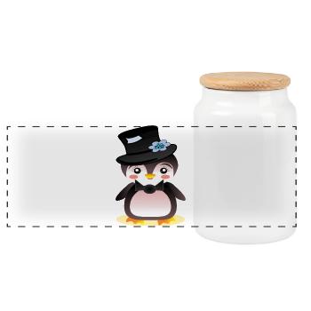Pingouin Groom - ENFANTS - Boîte à biscuits avec couvercle en bois - blanc - Devant