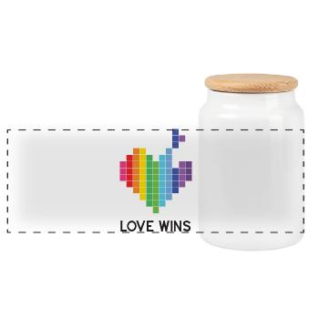 Pride Month LGBT - Love Wins - Panoramic Cookie Jar with Wooden Lid - white - Front