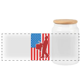 Drapeau de Drum USA - Boîte à biscuits avec couvercle en bois - blanc - Devant