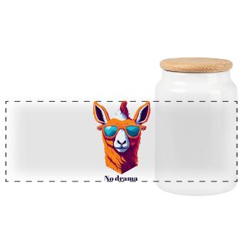 Rétro Lama Vibes - Boîte à biscuits avec couvercle en bois - blanc - Devant
