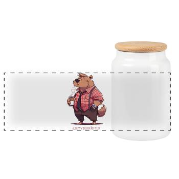 Motif capybarista du café capybara - Boîte à biscuits avec couvercle en bois - blanc - Devant