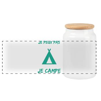 CAMPING. CAMPER. JE PEUX PAS. HUMOUR. VACANCES - Boîte à biscuits avec couvercle en bois - blanc - Devant
