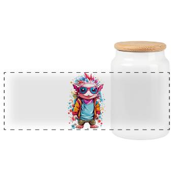 Cool Axolotl - Panoramic Cookie Jar with Wooden Lid - white - Front