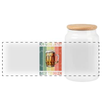 Bier - Panorama Keksdose mit Holzdeckel - Weiß - Vorne