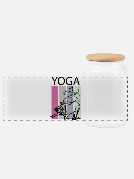 Yoga mit Tieren bunt - Panorama Keksdose mit Holzdeckel - Weiß