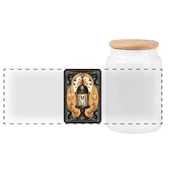 Fantôme dans une cage Cage de Tarot - Boîte à biscuits avec couvercle en bois - blanc - Devant