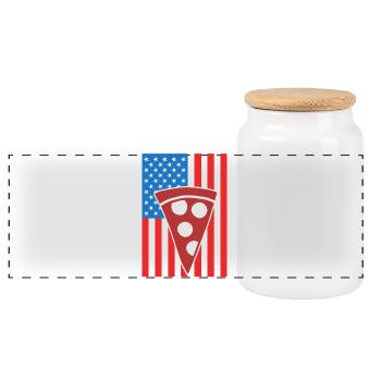 Pizza USA Flag - Panoramic Cookie Jar with Wooden Lid - white - Front