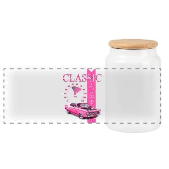 Classic Car - Panorama Keksdose mit Holzdeckel - Weiß - Vorne