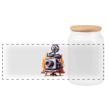 Fotograf - Panorama Keksdose mit Holzdeckel - Weiß - Vorne