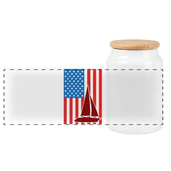 Segeln USA Flagge - Panorama Keksdose mit Holzdeckel - Weiß - Vorne