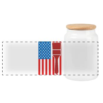 Peintre drapeau des États-Unis - Boîte à biscuits avec couvercle en bois - blanc - Devant