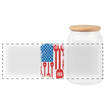 U.S. Patriotic Chef - Panoramic Cookie Jar with Wooden Lid - white - Front