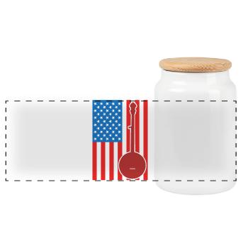 Banjo USA Flagge - Panorama Keksdose mit Holzdeckel - Weiß - Vorne