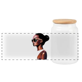 Portrait moderne élégant avec lunettes de soleil - Boîte à biscuits avec couvercle en bois - blanc - Devant