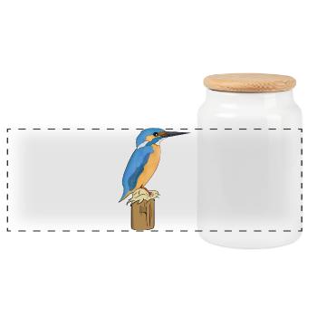 Martin-pêcheur - Boîte à biscuits avec couvercle en bois - blanc - Devant