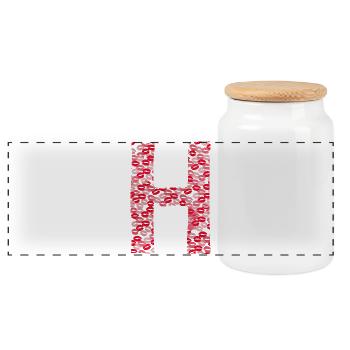 Buchstabe H - T-Shirt-Küsse - Panorama Keksdose mit Holzdeckel - Weiß - Vorne