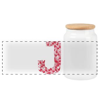 Buchstabe J - bisous Hemd - Panorama Keksdose mit Holzdeckel - Weiß - Vorne