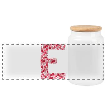 Buchstabe E - T-Shirt-Küsse - Panorama Keksdose mit Holzdeckel - Weiß - Vorne