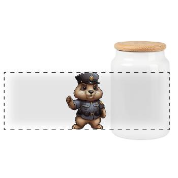 Marmotte Policier - Boîte à biscuits avec couvercle en bois - blanc - Devant