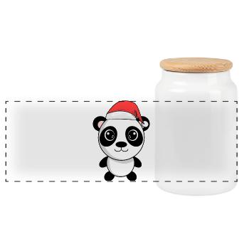 Panda Kuscheltier Weihnachten - Panorama Keksdose mit Holzdeckel - Weiß - Vorne