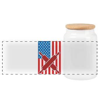 4. Juli USA Backen - Panorama Keksdose mit Holzdeckel - Weiß - Vorne