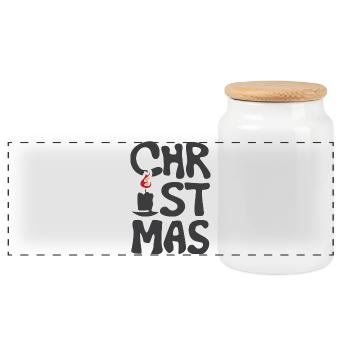 Christmas Fire Candle Graffiti Christmas icon - Panoramic Cookie Jar with Wooden Lid - white - Front