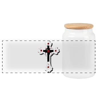 Gothic-Kreuz, Risse, religion, Geschenkidee frau - Panorama Keksdose mit Holzdeckel - Weiß - Vorne