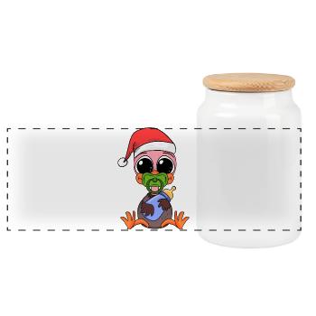 Autruche bébé Noël - Boîte à biscuits avec couvercle en bois - blanc - Devant