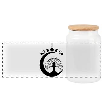 Black Lunar Tree - Panoramic Cookie Jar with Wooden Lid - white - Front