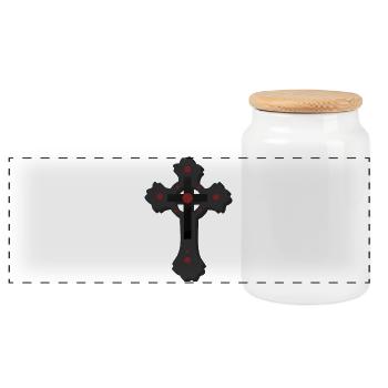 dunkles Gothic Kreuz, verschenken, coole Tees - Panorama Keksdose mit Holzdeckel - Weiß - Vorne