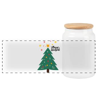 Weihnachtsbaum - Christbaum - Panorama Keksdose mit Holzdeckel - Weiß - Vorne
