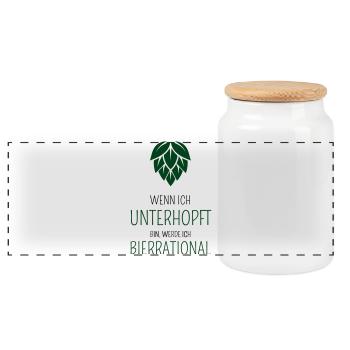 Wenn ich unterhopft bin werde ich bierrrational - Panorama Keksdose mit Holzdeckel - Weiß - Vorne