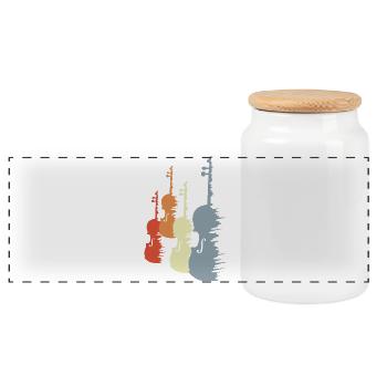 Violin Sketch - Panoramic Cookie Jar with Wooden Lid - white - Front