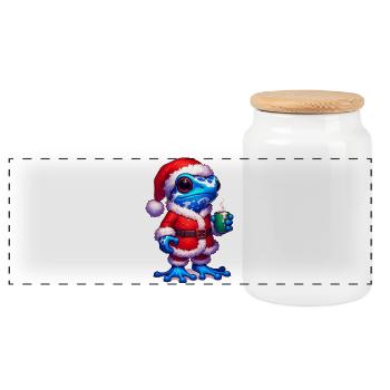 Pfeilgiftfrosch Frosch Weihnachtsmann - Panorama Keksdose mit Holzdeckel - Weiß - Vorne
